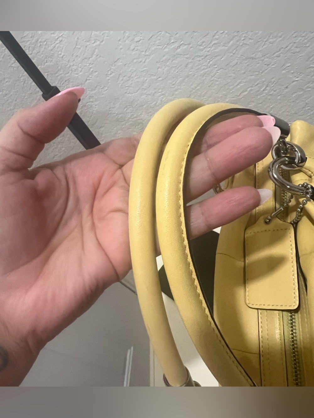 Coach Yellow Leather Shoulder Satchel with Removable Strap - Picture 8 of 8